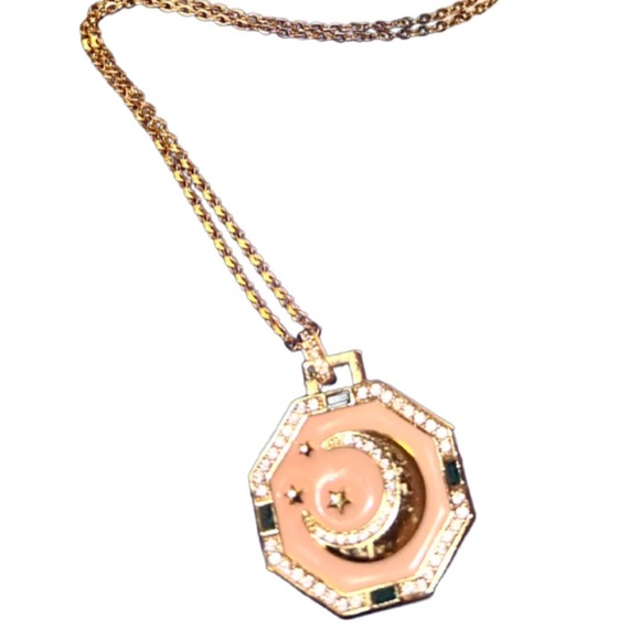 LAST- Pink Crescent Moon Stars Necklace - Picture 4 of 6